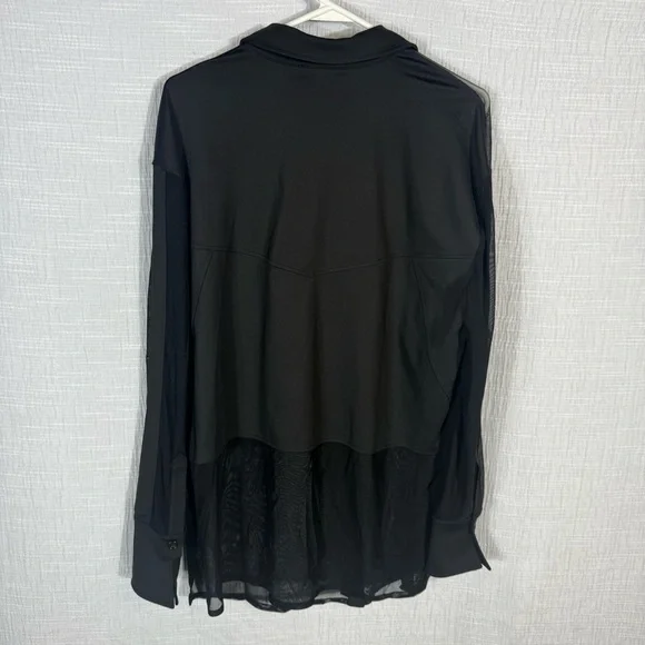 Anatomie‎ Black Sheer Button-Front Blouse Top Size Medium Travel Chic - Picture 11 of 11